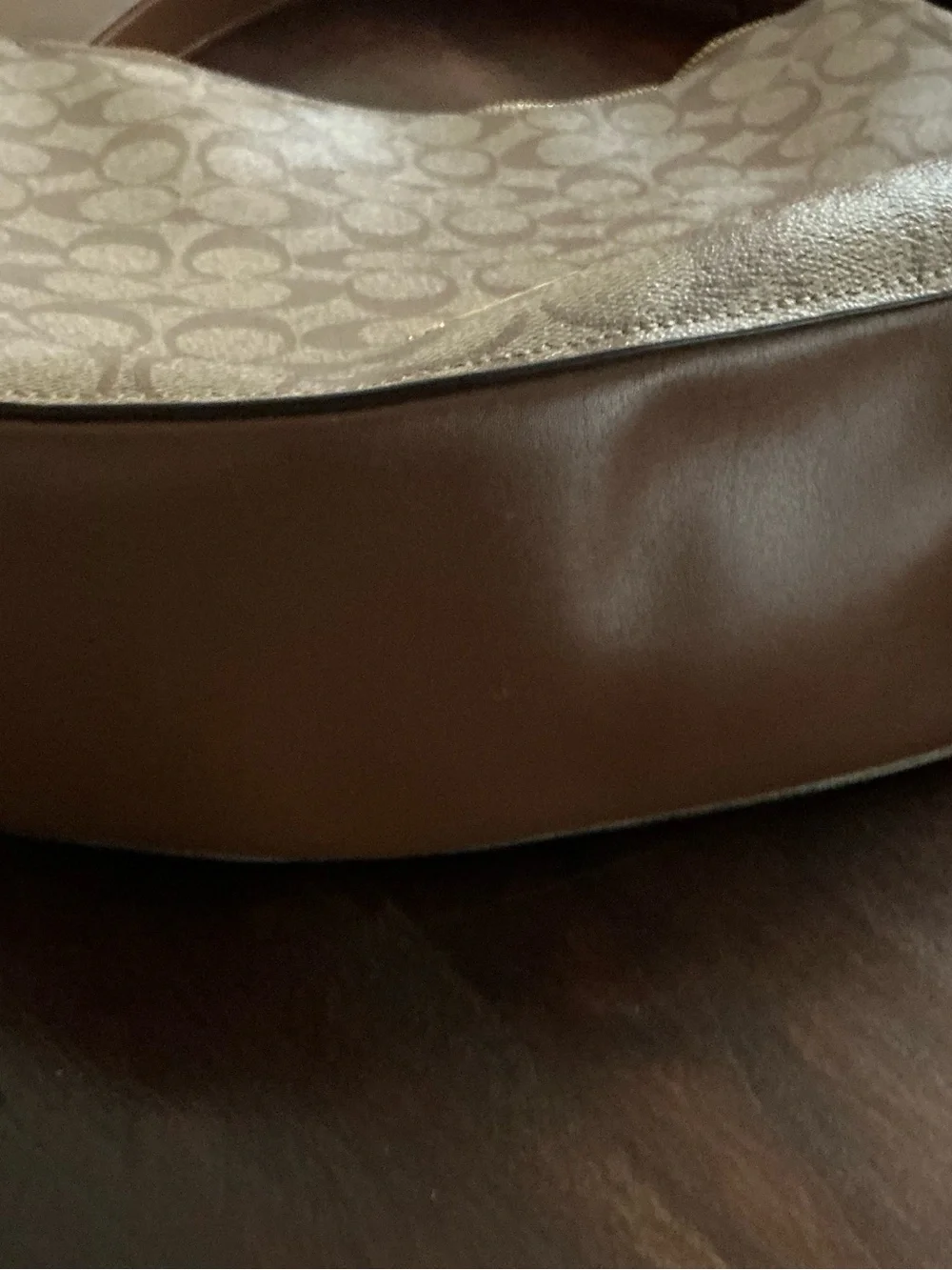 Coach Monogram Canvas Shoulder Bag in Dark Brown